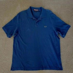 Mens Vineyard Vines Logo Blue Short Sleeve Polo Shirt Size Large